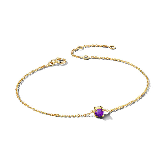 Exclusieve 14 KT geelgouden anker armband met geboortesteen in chatonzetting.