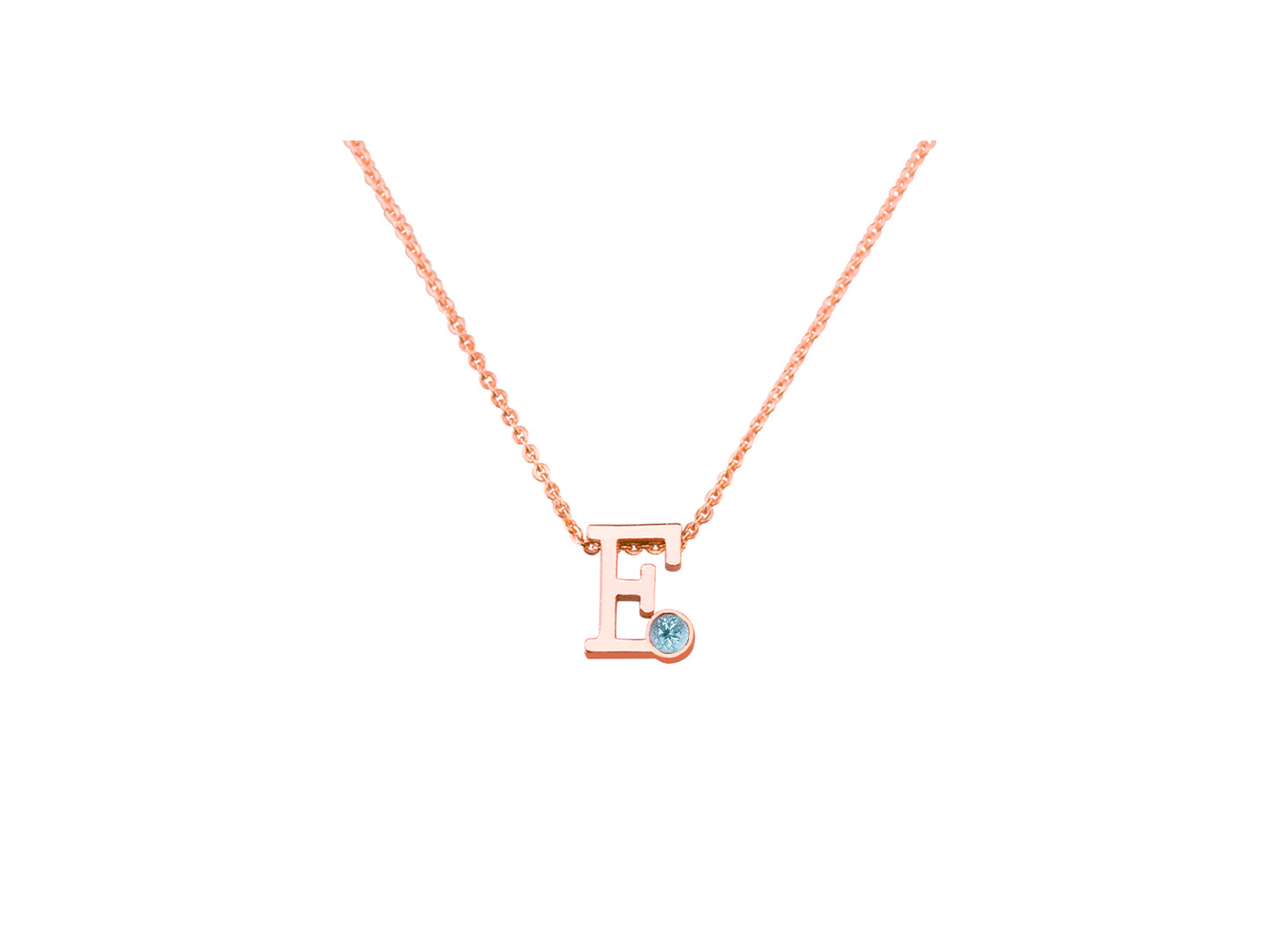 Roségouden letter gedenkhanger met geboortesteentje inclusief collier