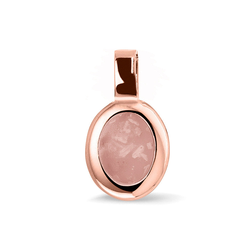Ovale platte ashanger, gedenksieraad, waar as en haar in verwerkt wordt. Blush