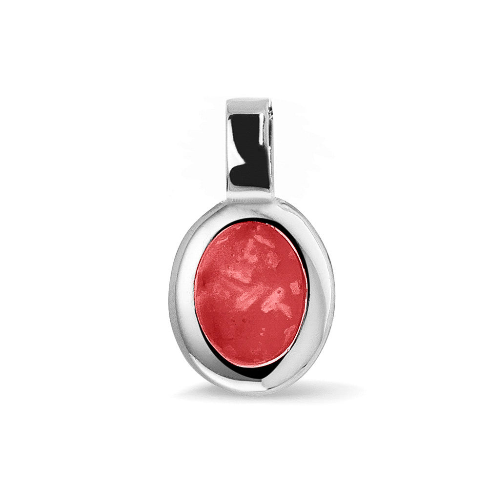 Ovale platte ashanger, gedenksieraad, waar as en haar in verwerkt wordt. Red
