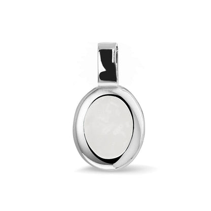 Ovale platte ashanger, gedenksieraad, waar as en haar in verwerkt wordt. White
