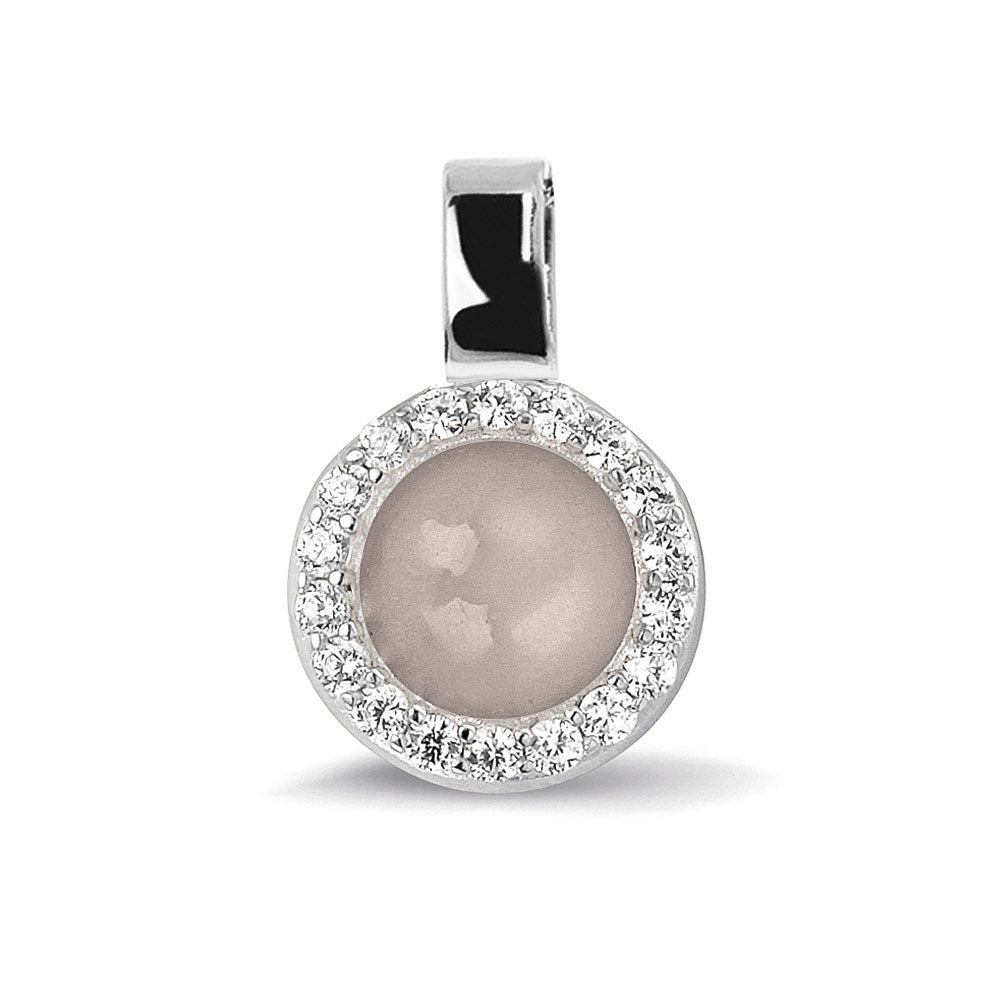 Ashanger, gedenksieraad, waar as en haar in verwerkt wordt. silver