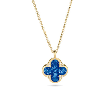 Ashanger als gedenksieraad, klavertje vier. Blue