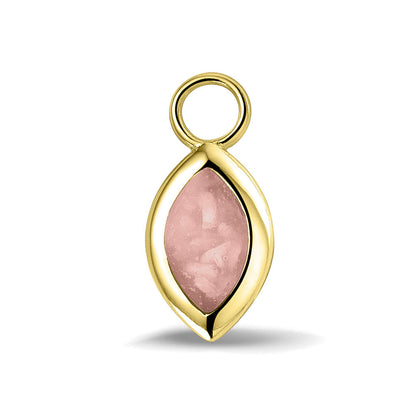 Oorhangers 21 mm lang die aan de voorzijde zichtbaar gevuld worden met as of haar. blush.