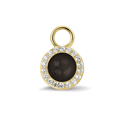 Oorhangers 17 mm lang, rondom afgewerkt met zirkonia's, aan de voorzijde zichtbaar gevuld met as of haar. black.