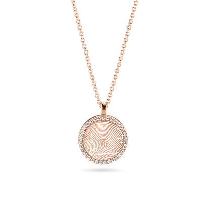 Hanger roségoud voorzien van een gravure uit collectie gedenksieraden. roségoud