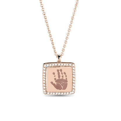Hanger roségoud voorzien van een gravure uit collectie gedenksieraden. roségoud
