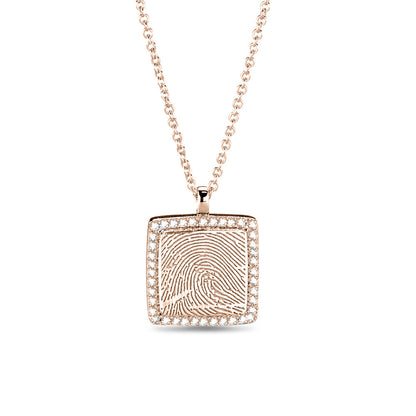 Hanger roségoud voorzien van een gravure uit collectie gedenksieraden. roségoud