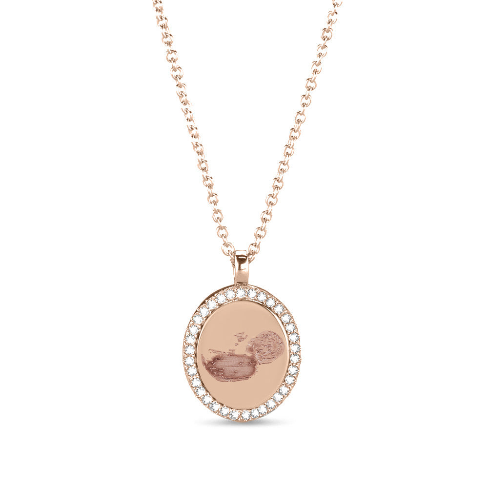 Hanger roségoud voorzien van een gravure uit collectie gedenksieraden. roségoud