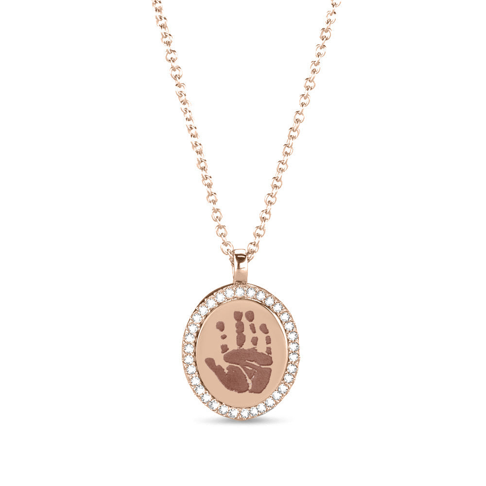 Hanger roségoud voorzien van een gravure uit collectie gedenksieraden. roségoud