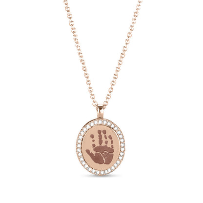 Hanger roségoud voorzien van een gravure uit collectie gedenksieraden. roségoud