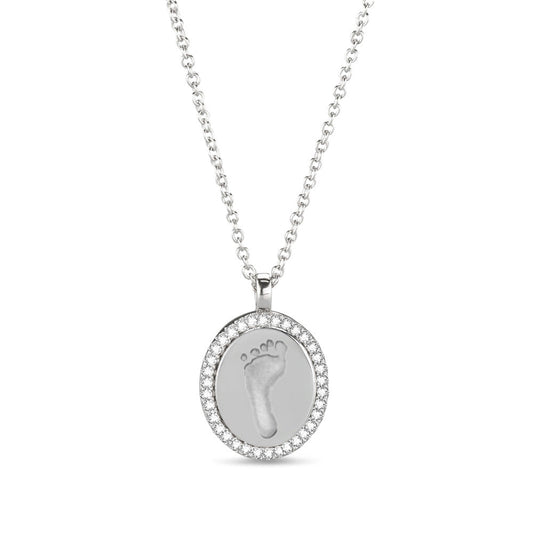 Hanger witgoud voorzien van een gravure uit collectie gedenksieraden. witgoud