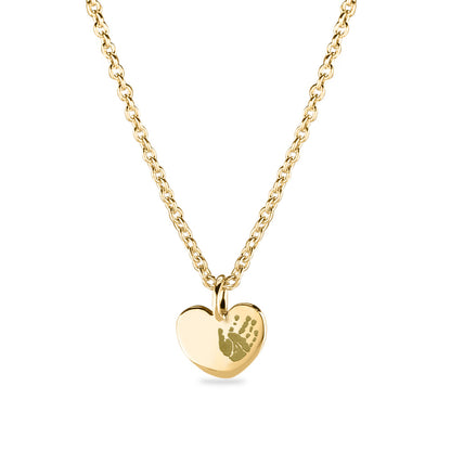 Hanger hart geelgoud voorzien van een gravure uit collectie gedenksieraden. geelgoud
