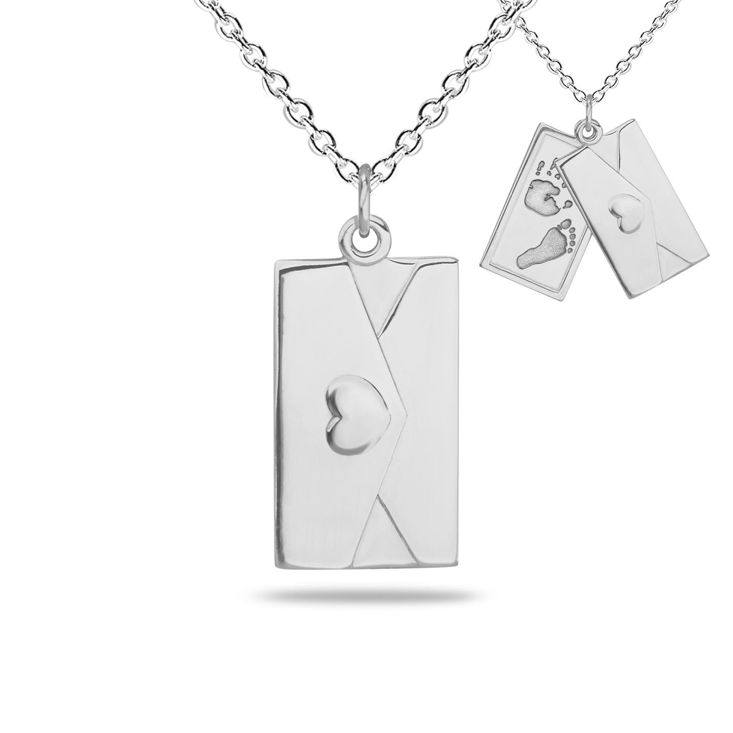 Envelop hanger inclusief collier uit de collectie gedenksieraden met gravure. zilver