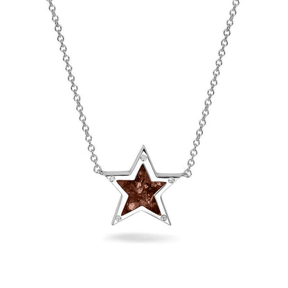 Ashanger ster, gedenksieraad, waar as en haar in verwerkt wordt. Brown