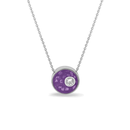 Ashanger rond, gedenksieraad, waar as en haar in verwerkt wordt. Purple