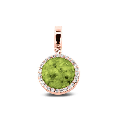 Asbedel, subtiel design rondom afgewerkt met zirkonia's  die aan de voorzijde zichtbaar gevuld wordt met as of haar met een keuze in 20 kleuren. Green