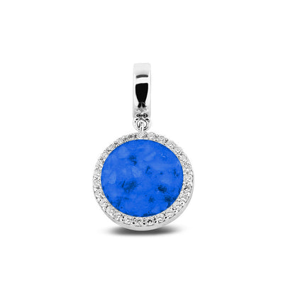 Asbedel, subtiel design rondom afgewerkt met zirkonia's  die aan de voorzijde zichtbaar gevuld wordt met as of haar met een keuze in 20 kleuren. Blue