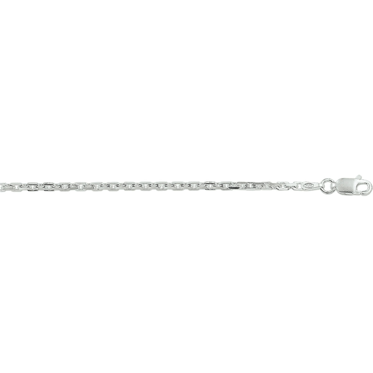 Zilveren collier gepolijst met anker schakel gediamanteerd. Deze uitvoering heeft een hele mooie uitstraling