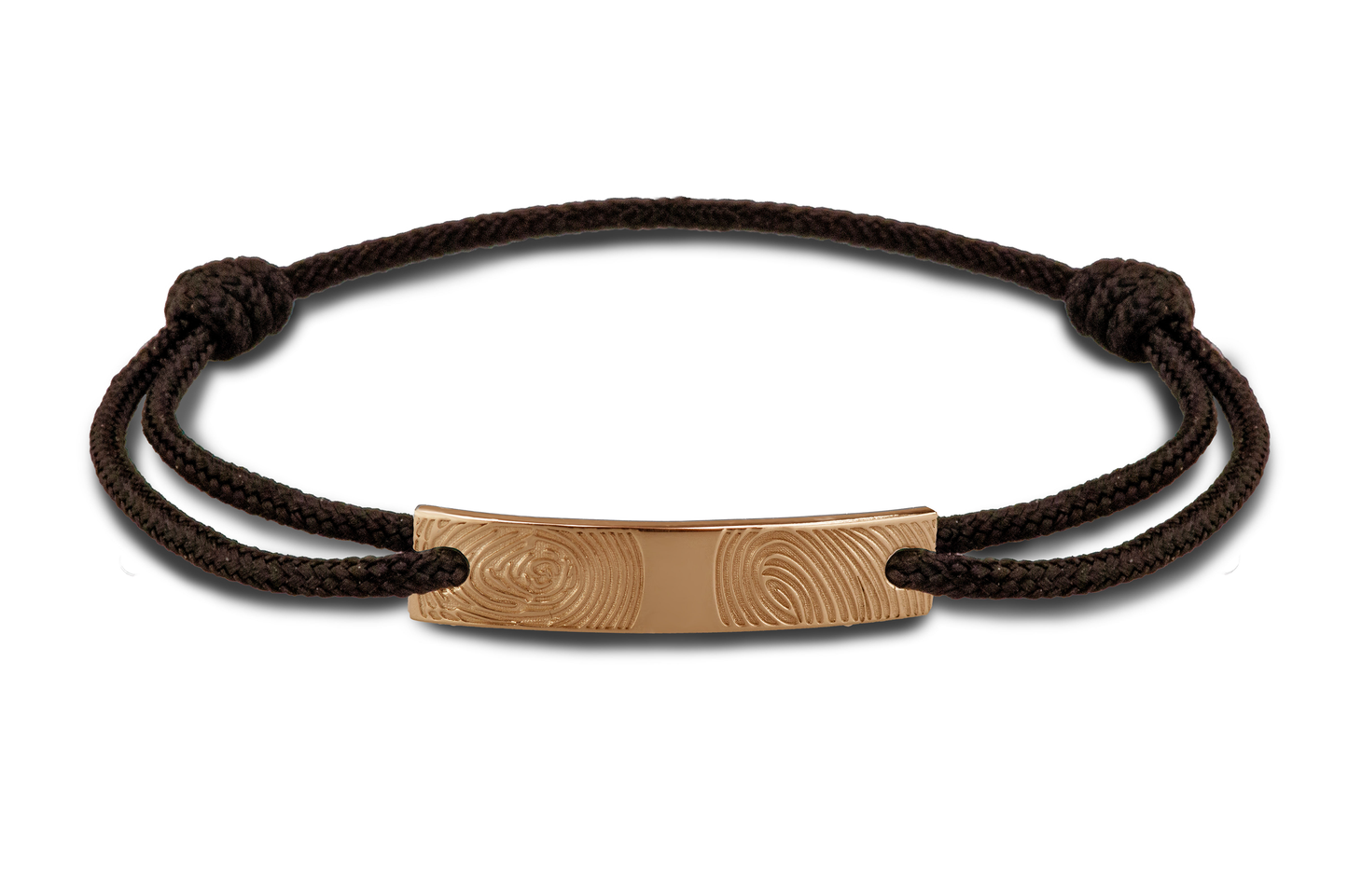 Para koord armband, met graveerplaatje aan de voorzijde. Roségoud