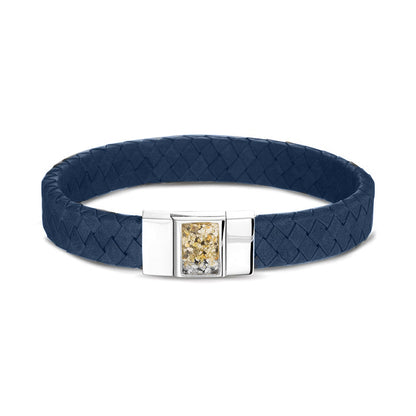Lederen armband voorzien van as of haar in sluiting in zilver of goud