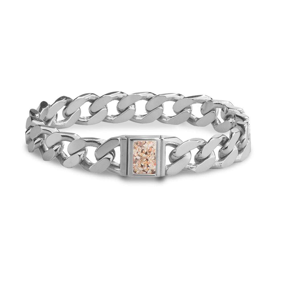 Schakelarmband met as of haar, gedenksieraad van 10 mm breed