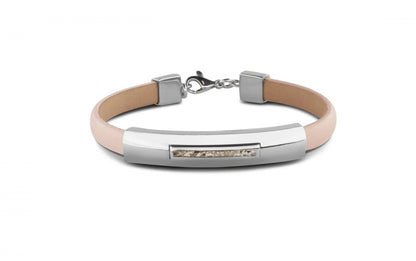 Lederen as armband met witgouden edelmetaal afwerking
