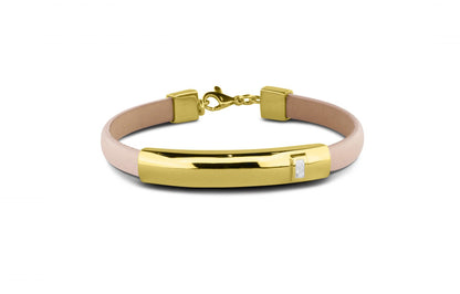Lederen as armband 7 mm met gouden edelmetalen afwerking