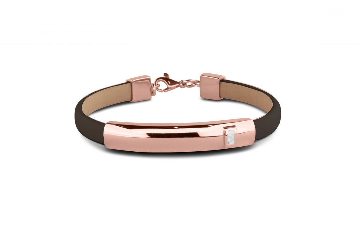 Lederen as armband 7 mm met gouden edelmetalen afwerking