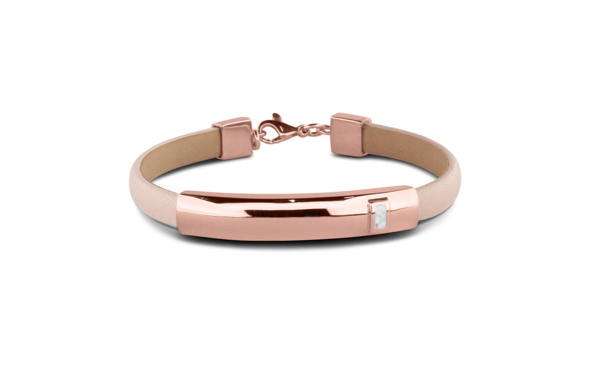 Lederen as armband 7 mm met gouden edelmetalen afwerking