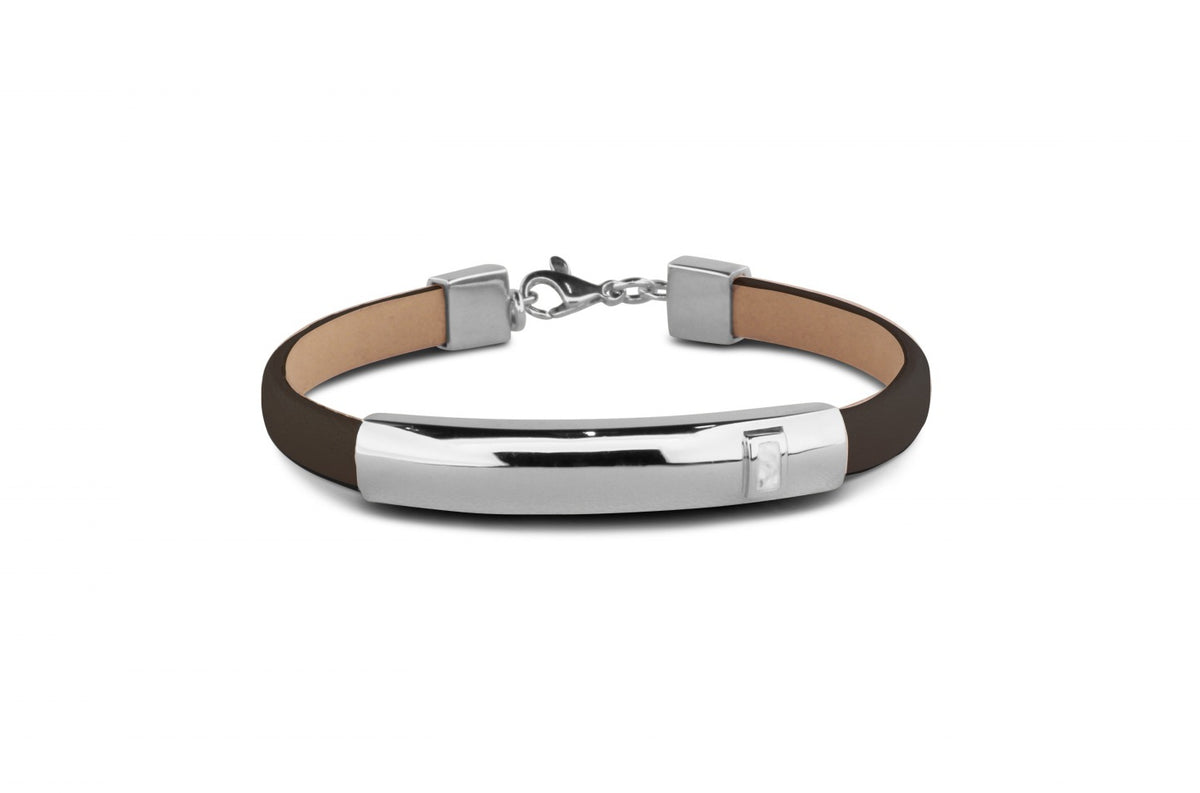 Lederen as armband 7 mm met gouden edelmetalen afwerking