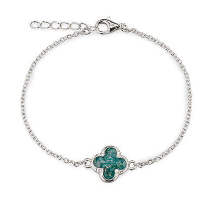Klavertje vier as armband 11.5 mm, gedenksieraad met zirkonia's afgewerkt.alle