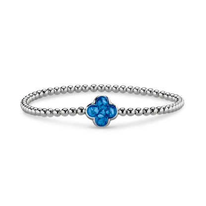 Flexibele as armband met compartiment voor as of haar, gedenksieraden. Blue