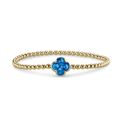 Flexibele as armband met compartiment voor as of haar, gedenksieraden. Blue