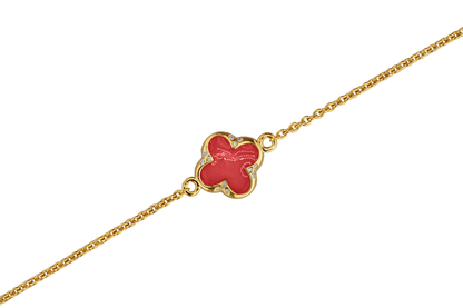 Klavertje vier as armband 11.5 mm, gedenksieraad met zirkonia's afgewerkt.red