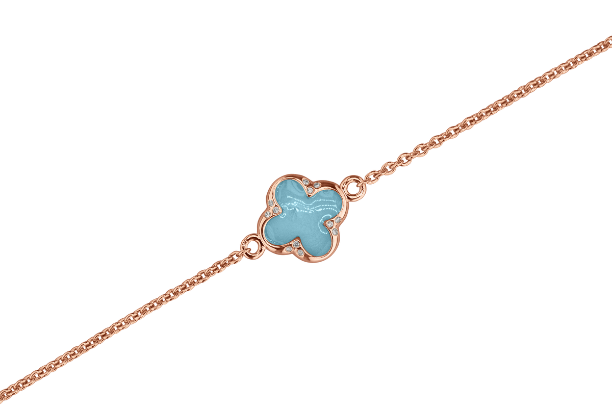 Klavertje vier as armband 11.5 mm, gedenksieraad met zirkonia's afgewerkt.baby