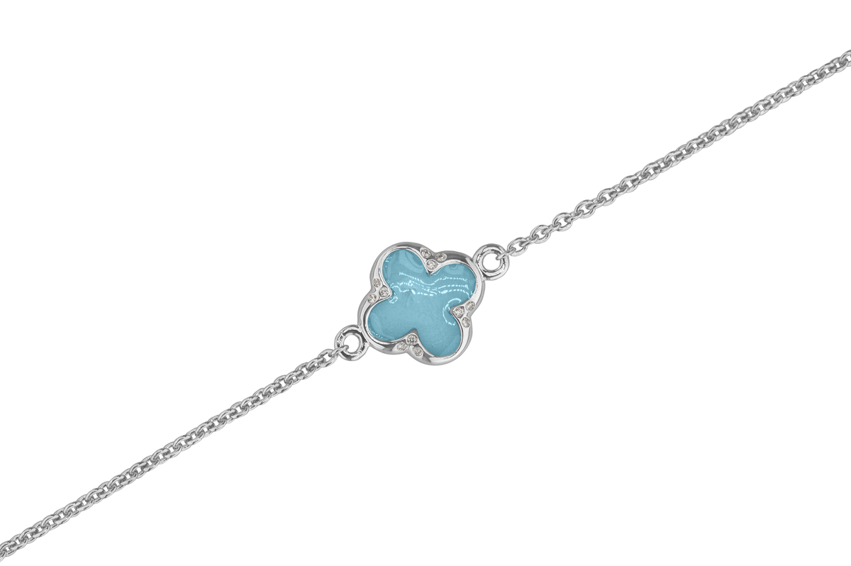 Klavertje vier as armband 11.5 mm, gedenksieraad met zirkonia's afgewerkt.baby