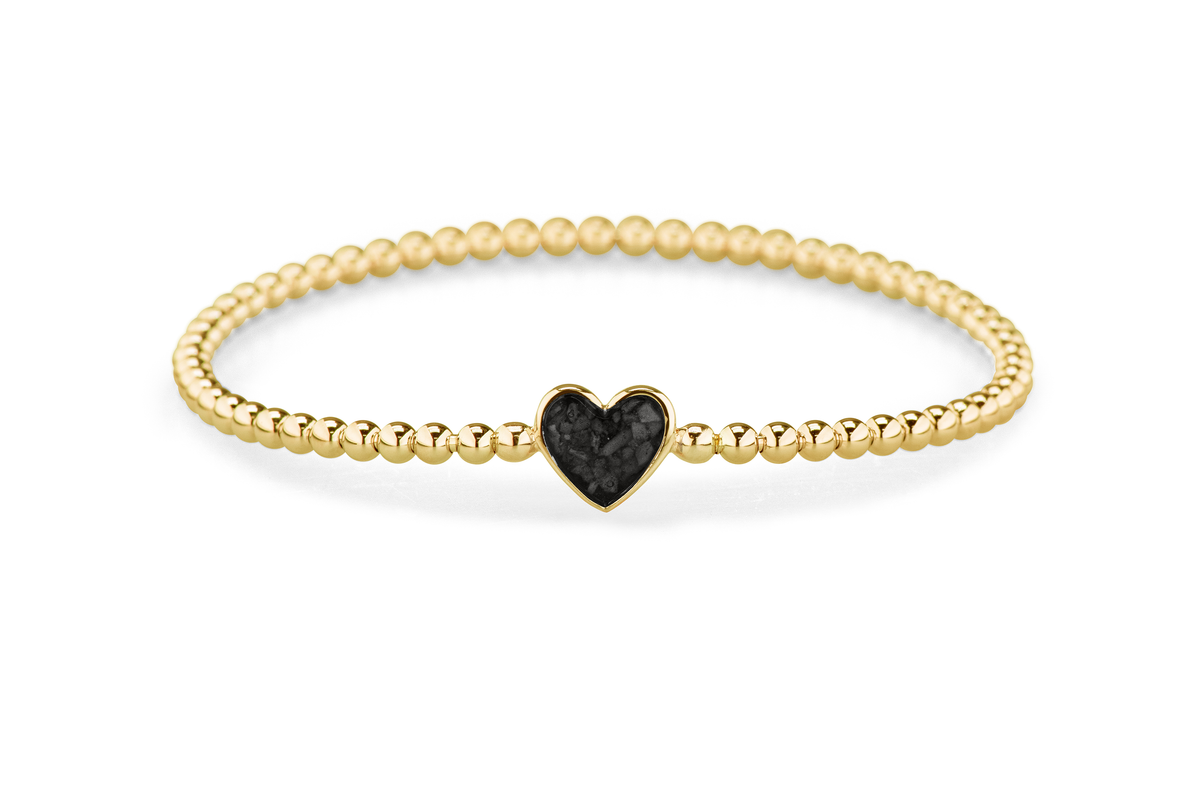Flexibele as armband met hart als compartiment voor as of haar, gedenksieraden. Black