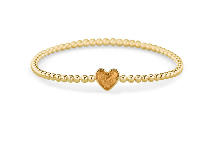 Flexibele as armband met hart als compartiment voor as of haar, gedenksieraden. Gold