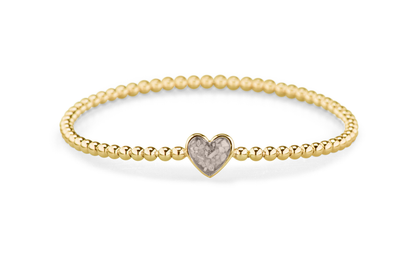 Flexibele as armband met hart als compartiment voor as of haar, gedenksieraden. Silver
