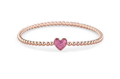 Flexibele as armband met hart als compartiment voor as of haar, gedenksieraden. Fluo