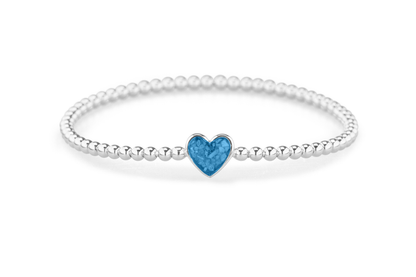Flexibele as armband met hart als compartiment voor as of haar, gedenksieraden. Marine
