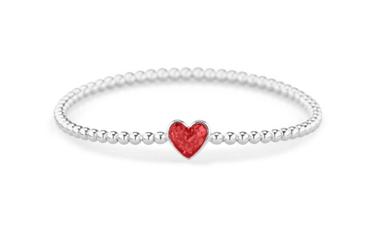 Flexibele as armband met hart als compartiment voor as of haar, gedenksieraden. Red