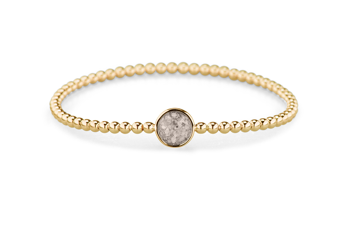 Flexibele as armband met rondje als compartiment voor as of haar, gedenksieraden. Silver
