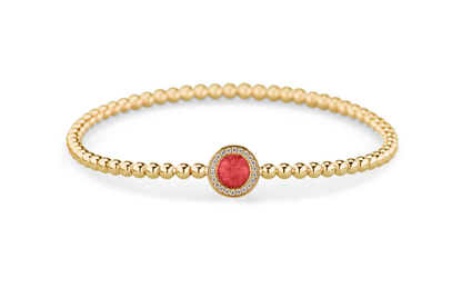 Flexibele as armband met rondje als compartiment gezet rondom met zirconia's voor as of haar. Red