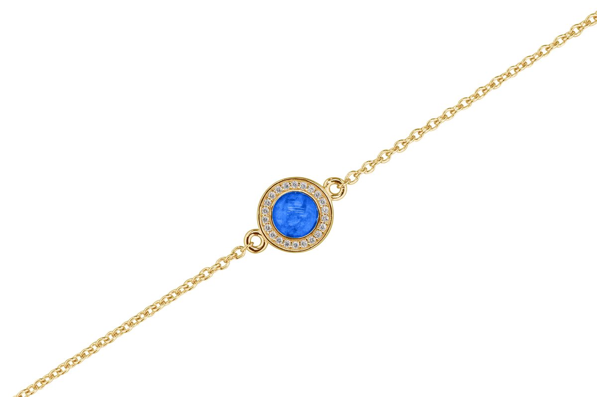 As armband met rondje als compartiment in het midden aan de voorzijde. Blue
