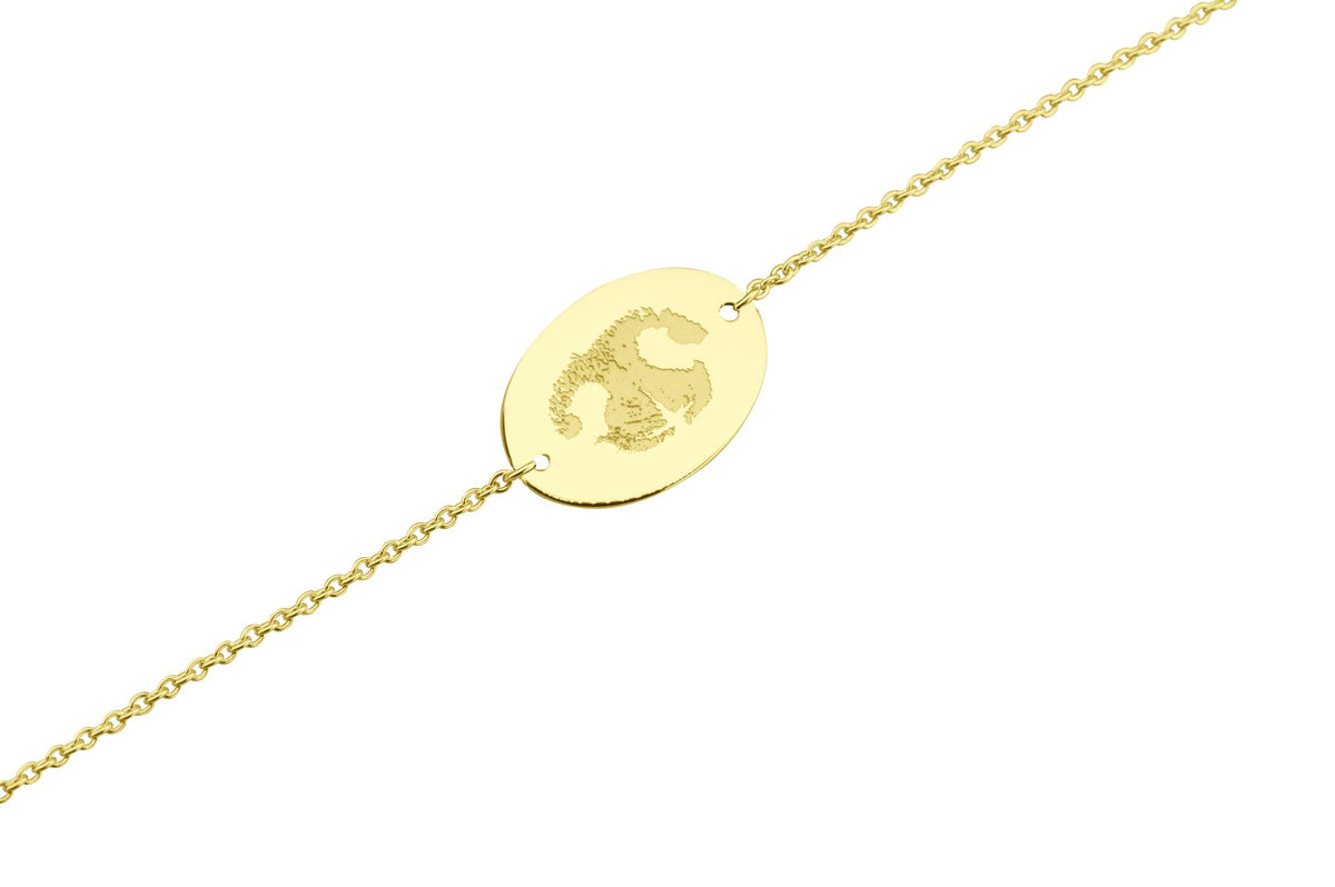 armband geelgoud met gebogen plaatje voor gravure. Geelgoud