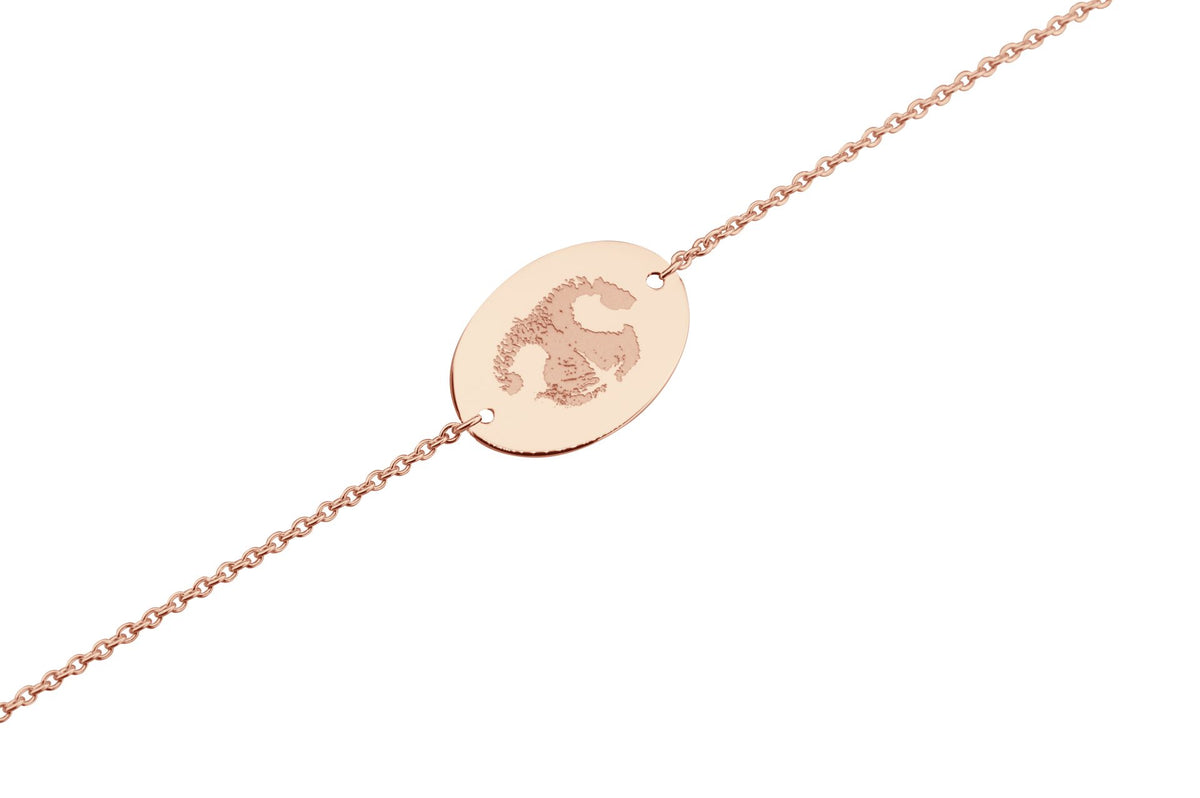 Armband roségoud met gebogen plaatje voor gravure. Roségoud