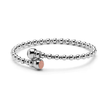 Zilveren flexibele bolletjes as armband twee compartimenten. Blush