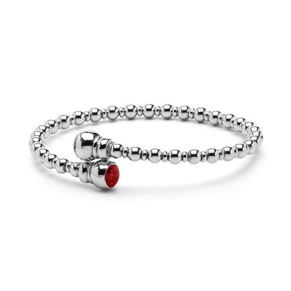 Zilveren flexibele bolletjes as armband twee compartimenten. Red